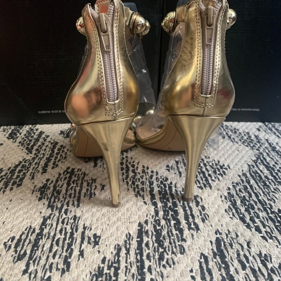 INC Gold t-strap Sandals - Picture 2 of 3